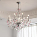 French Romantic Crystal Chandelier Pink E14 Pendant Light for Living Room by Ljojo