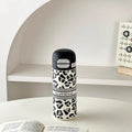 Ljojo Leopard Print Stainless Steel Tumbler with Straw -  Luxury Thermal Coffee Cup