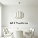 Nordic Wabi Sabi Fabric Pendant Light: Soft Glow Chandelier for Minimalist Home by Ljojo