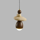 Stone Pendant Light Chandelier Wooden Retro Yellow Wabi Sabi Restaurant Dining Decor by Ljojo