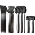 Ljojo 24Pcs Stainless Steel Cutlery Set Silver Western Dinnerware Flatware
