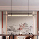 Ljojo New Chinese Style Minimalist Tea Table with Long Pendant Lights & Bar Counter