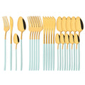 Ljojo 24-Piece Stainless Steel Cutlery Set - Black Mirror Finish