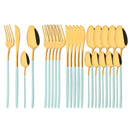 Ljojo 24-Piece Stainless Steel Cutlery Set - Black Mirror Finish
