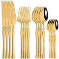 Ljojo 16-Piece Gold Stainless Steel Cutlery Dinnerware Set - Western Tableware Knife Fork Spoon