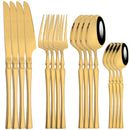 Ljojo 16-Piece Gold Stainless Steel Cutlery Dinnerware Set - Western Tableware Knife Fork Spoon