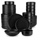 Ljojo 24/48-Piece Stoneware Dinner Set - Elegant Black Ceramic Plate Collection
