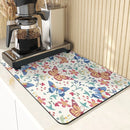 Butterfly Print Table Mat Coaster Set by Ljojo: Kitchen Accessories Absorbent Drying Mat