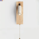 Ljojo LED Wooden Wall Light Fixture with Pull Chain Switch for Bedroom