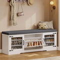 Ljojo™ Rustic Storage Bench with Lift Top Drawers, Cushioned Seat, Shoe Rack