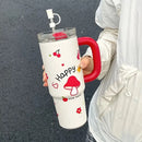 Ljojo 30oz Stainless Steel Insulated Tumbler with Straw - Large Capacity Thermos Bottle