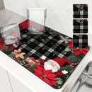 Christmas Dwarf Gift Poinsettia Drying Mat by Ljojo - Non-Slip Absorbent Kitchen Mat