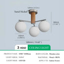 Ljojo Medieval Walnut Wood Glass Ball LED Pendant Lights Chandelier for Home Decoration