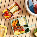 Ljojo 4-Grid Leakproof Bento Lunch Box with Tableware - Portable and Microwave-Safe
