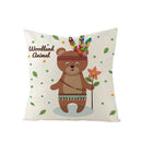 Ljojo Lovely Animals Linen Cushion Cover - Cute Bear Fox Deer Print