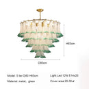 Ljojo French Medieval Luxury Green Glass Petal Chandelier Metal Round Pendant Light