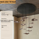Ljojo Walnut Color Leaf Multi-head Chandelier Retro Style for Living Room & Restaurant