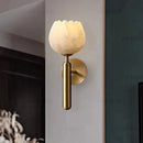 Art Deco Natural Marble Wall Lamp Flower Shape Brass E14 Bulb - Ljojo