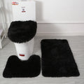 Ljojo 3 Piece White Bathroom Rugs Sets Non-Slip Bath Mats Lid Cover Contour Mat