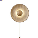 Ljojo LED Wall Sconce Wabi Sabi Yellow Travertine Stone Wood Bedroom Lamp