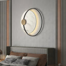 Ljojo Luxury Black Metal & Marble Round Wall Lamp for Bedroom Living Room Hotel