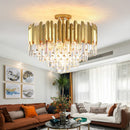Ljojo Luxury Golden LED Crystal Ceiling Light - Modern Round Living Room Fixture