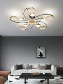 Ljojo Luxury Gold Aluminum LED Chandelier with K9 Crystal for Living Room