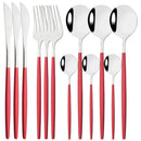 Ljojo 12-Piece Black Gold Stainless Steel Cutlery Set for Parties and Kitchens
