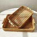 Ljojo Living Room Tray Fruit Basket Bread Plate Snack Basket Woven Wedding Plate