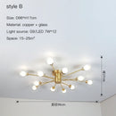 Nordic Gold Chandelier Modern Glass Ceiling Light Fixture for Living Room Bedroom - Ljojo