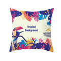 Flamingo Flower Rainforest Cushion Cover with Tropical Plant Animal Pattern by Ljojo