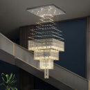 Modern Square Base K9 Crystal Ceiling Chandelier for Villa Living Room and Staircase Decor by Ljojo