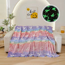 Ljojo Luminous Rainbow Unicorn Pegasus Star Flannel Blanket - Machine Washable Printing and Dyeing Blanket