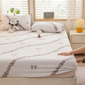 Ljojo 2025 Warm Fleece Fitted Sheet Set, Cozy Mattress Cover & Pillowcase, 3D Flower Design