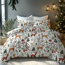 Ljojo 3D Christmas Tree Deer Print Duvet Cover Set - Festive Seasonal Bedroom Decor