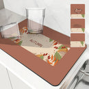 Autumn Harvest Maple Leaves Kitchen Drying Mat by Ljojo