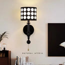 French Retro Bedroom Bedside Fabric Wall Lamp Wave Point Wood Lighting by Ljojo