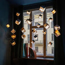 Gold Glass Pendant Light Cube LED Hanging Lamp for Bedroom Living Room | Ljojo
