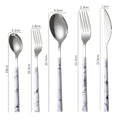 Ljojo Marble Pattern Stainless Steel Cutlery Set - 5Pcs Western Dinnerware