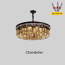 Ljojo Luxury Black Crystal Chandelier Hanging Lamp E14 LED Dual Purpose Fixtures