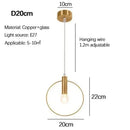 Ljojo Modern Minimalist Golden Round Ring Chandelier Pendant Light for Bedroom Dining Room