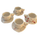 Ljojo 10oz Hand Painted Ceramic Coffee Mug Set with Heart Shape Handle