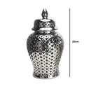 Ljojo™ Gold Ceramic Temple Jar with Lid, Home Decorative Vase, Hollow Storage Jar