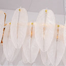 Ljojo Modern Luxury Gold Feather Glass Chandelier Pendant Light for Living Room Bedroom