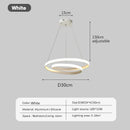 LED Pendant Light 30CM Double Ring Hanging Lamp Minimalist Design for Bedroom Living Room Dining Table by Ljojo