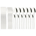 Ljojo 24-Piece Stainless Steel Dinnerware Set White Silver Flatware Tableware Kit
