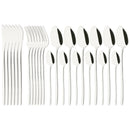 Ljojo 24-Piece Stainless Steel Dinnerware Set White Silver Flatware Tableware Kit