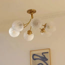 LED Copper Glass Ball Pendant Light for Living Room Dining Bedroom - Ljojo