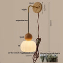 Ljojo LED Wall Sconce Walnut Wood Pull Chain Switch Art Light