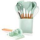 Ljojo 13Pcs Silicone Kitchen Utensils Set with Wooden Handles